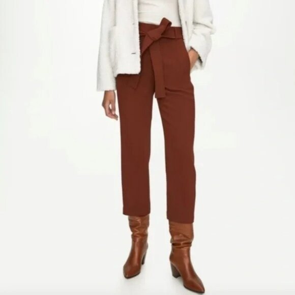 Wilfred Tie Front Pant High waisted Belted Crepe Pants - Picture 1 of 3